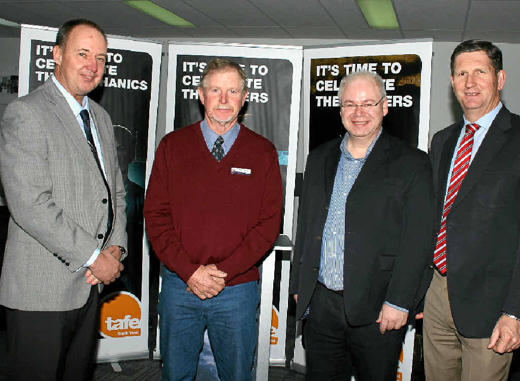 TAFE RE-ENERGISED: TAFE South West general manager Trevor Schwenke, Southern Downs deputy mayor Ross Bartley, Warwick Credit Union CEO Lewis von Steiglitz and Member for Southern Downs Lawrence Springborg at the opening of the new learning centre at South West TAFE on Friday. TAFE RE-ENERGISED: TAFE South West general manager Trevor Schwenke, Southern Downs deputy mayor Ross Bartley, Warwick Credit Union CEO Lewis von Steiglitz and Member for Southern Downs Lawrence Springborg at the opening of the new learning centre at South West TAFE on Friday.